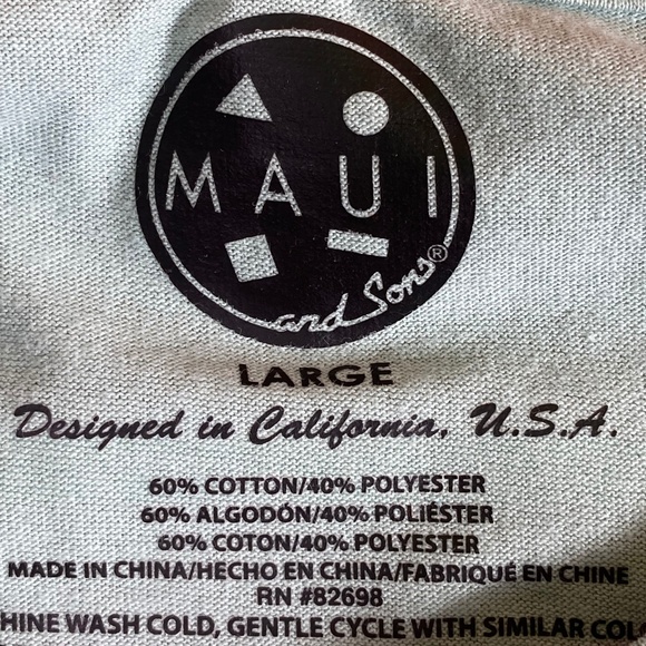 MAUI & SONS Large L Lrg Shark Logo Mens T-Shirt Tee Shirt Sage Green - Picture 7 of 8